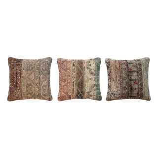 Muted Tribal Rug Pillow Cover 24'' X 24'' - Set of Three For Sale