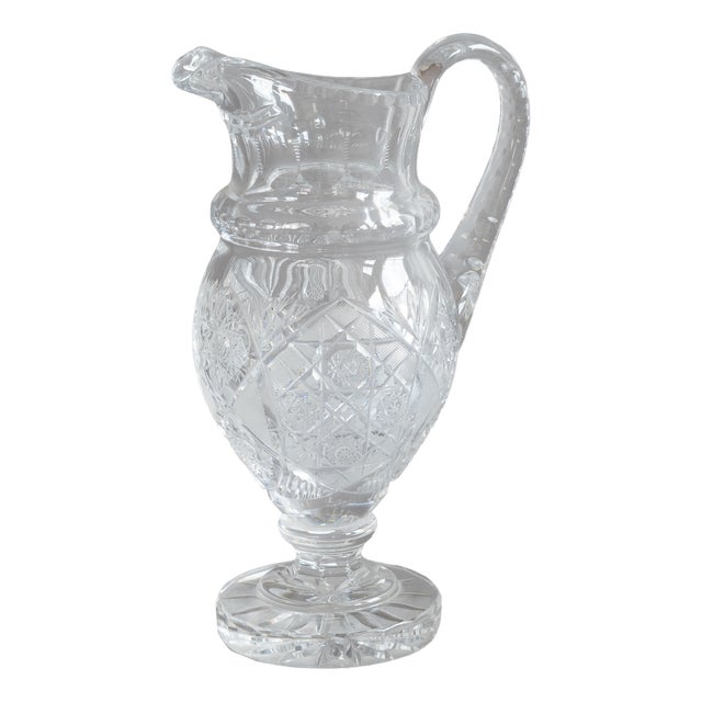 Vintage Cut Glass Jug, 1930s For Sale