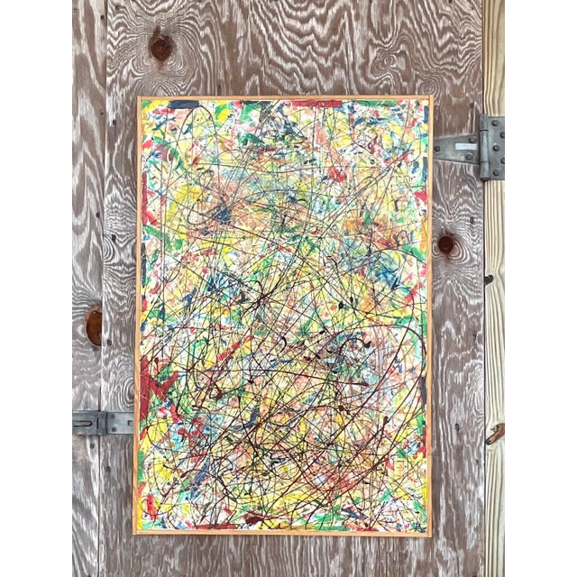 Abstract Vintage Abstract Expressionist Painting Signed Lincoln Park For Sale - Image 3 of 12