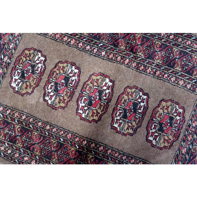 Textile 1920s, Antique Uzbek Bukhara Handmade Rug 2.7' X 4' For Sale - Image 7 of 11
