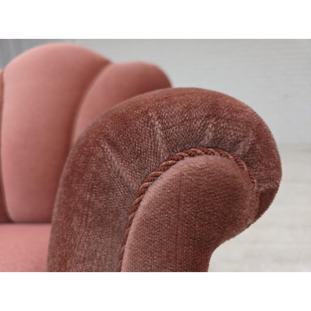 Danish Armchair in Velour and Oak, 1950s For Sale - Image 4 of 18