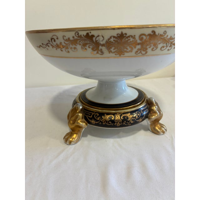 Antique Hand Painted Nippon Two-Piece Centerpiece Bowl With Footed Pedestal Base For Sale - Image 10 of 16