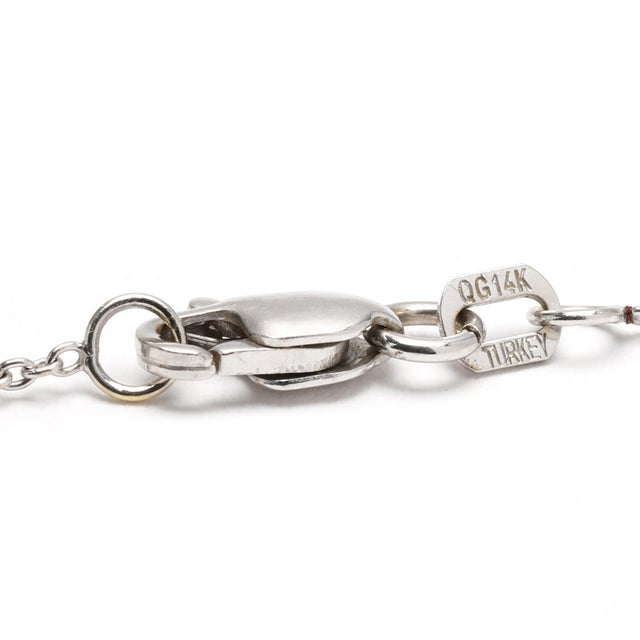 Early 21st Century 0.50ctw Diamond Circle Pendant Necklace, 14k White Gold, Length 16 Inches For Sale - Image 5 of 5