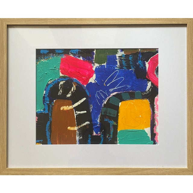 Sarah Trundle Contemporary Abstract Framed Painting, "Lawn Games" For Sale