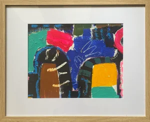 Sarah Trundle Contemporary Abstract Framed Painting, "Lawn Games"