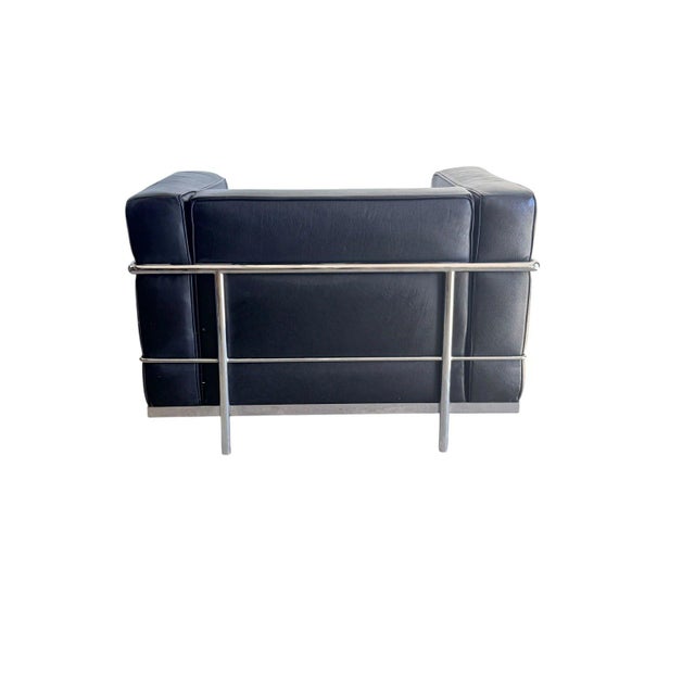 Mid 20th Century Mid Century Modern Le Corbusier Lc2 Black Leather Lounge Chair For Sale - Image 5 of 11