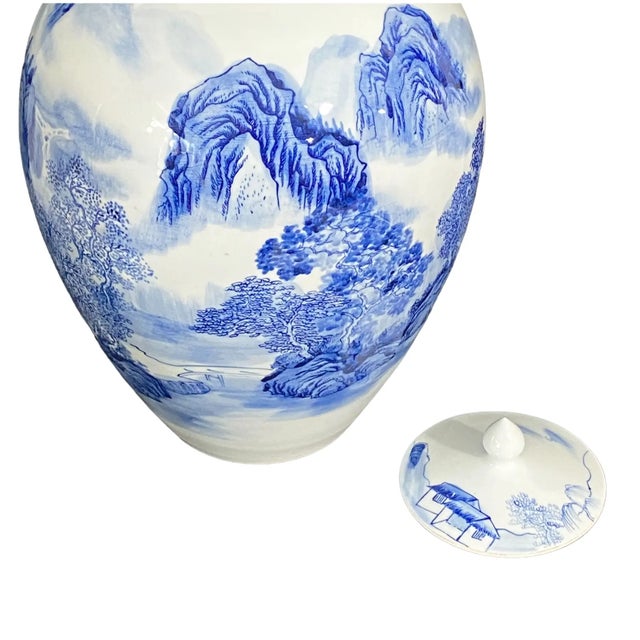 Blue Vintage Chinese Blue & White Porcelain Ginger Jar 14" H For Sale - Image 8 of 10