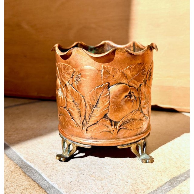 Antique Art Nouveau Sculptural Wine Bottle Holder in Copper & Brass from Carl Deffner, Germany, 1900s For Sale - Image 4 of 13