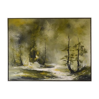 Large 1960s Bob Pepper Modernist Abstract Landscape Forest Painting, Signed and Framed For Sale
