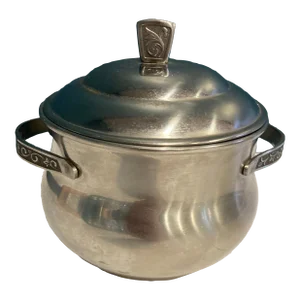 Vintage Steel Holloware Pot With Lid