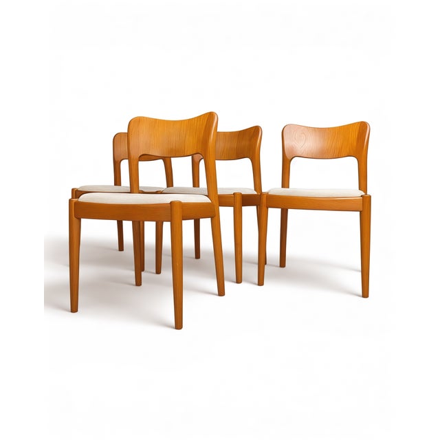 Brown Danish Modern Dining Chairs in Teak by Niels Koefoed for Koefoeds Hornslet Møbelfabrik A/S, Denmark, 1970s, Set of 4 For Sale - Image 8 of 18