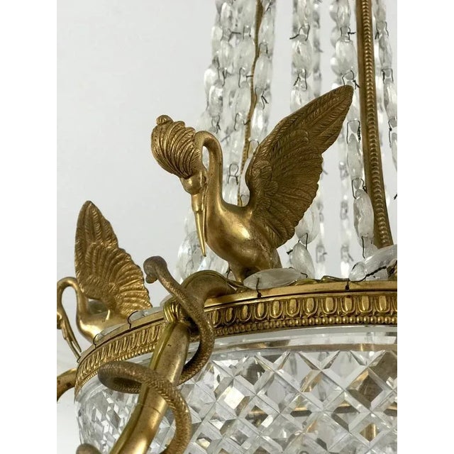 Metal Empire Gilt Bronze and Cut Crystal Chandelier, 1815 For Sale - Image 7 of 11