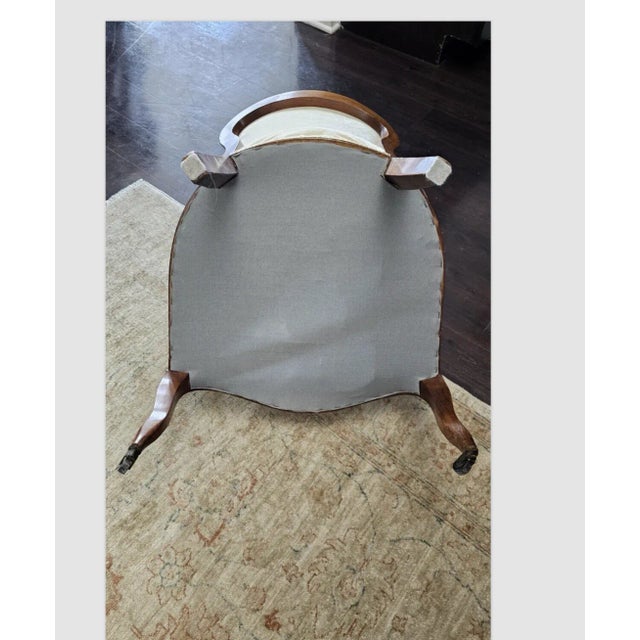 Early 1900s Napoleon III Armchair Style Gilded Walnut Armchair, New Upholstery For Sale - Image 9 of 12