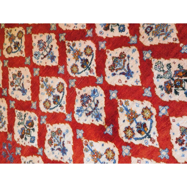 Hand spun wool on cotton foundation. Floral motifs. Herbal dyes. Genuine Zollanvari artisan rug. Lush pile. 5'x 6'