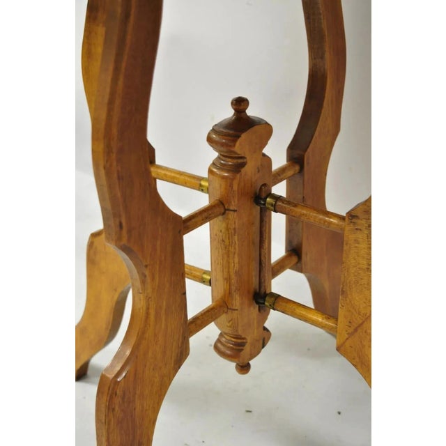 Antique Eastlake Victorian Folding Dropleaf Napkin Card Game Oak Dining Table For Sale In Philadelphia - Image 6 of 12