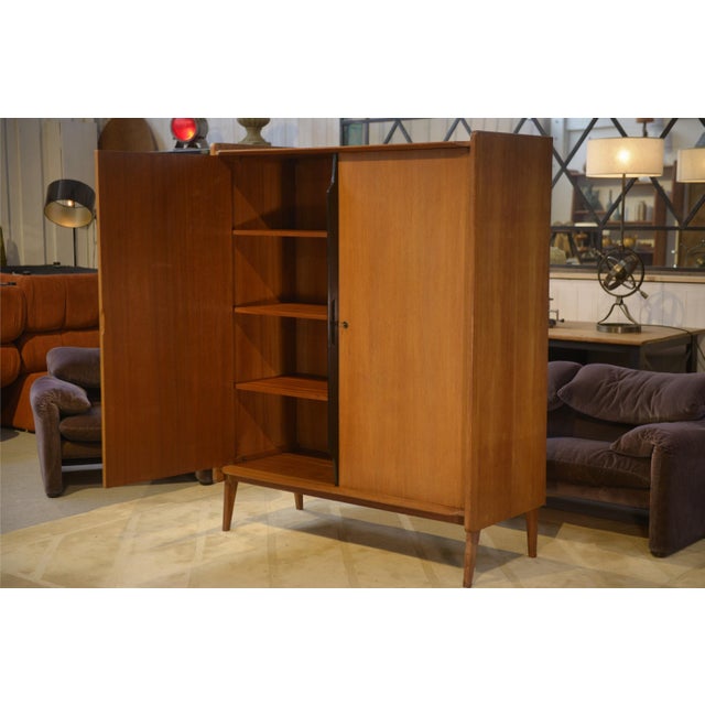 Roger Landault Oak Wardrobe attributed to Roger Landault, 1960s For Sale - Image 4 of 9