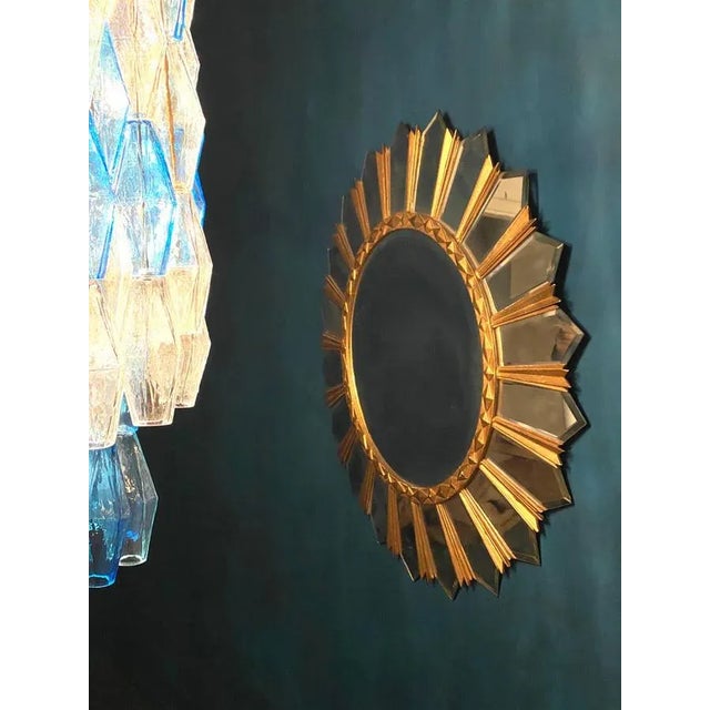 Glass Large Mid-Century Italian Sunburst Mirror, 1960s For Sale - Image 7 of 11