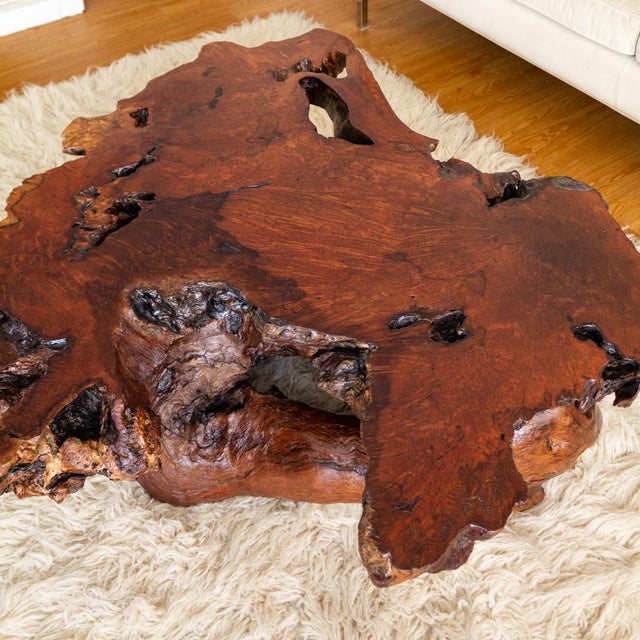 Burl Wood Coffee Table Live Edge Redwood Slab Chairish