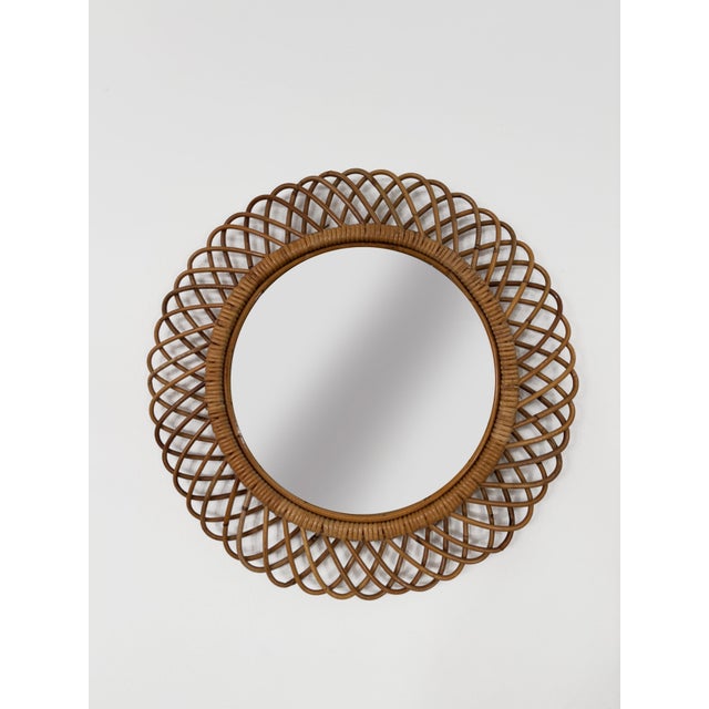 Brown Mirror with Bamboo Rattan Frame, Italy, 1960s For Sale - Image 8 of 8