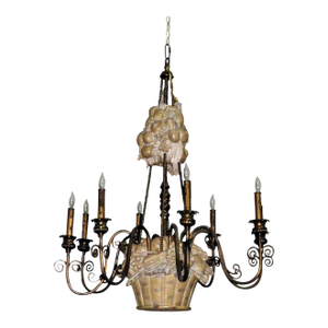 Maitland Smith 8-Light Brass Sculptural Fruit Basket Chandelier