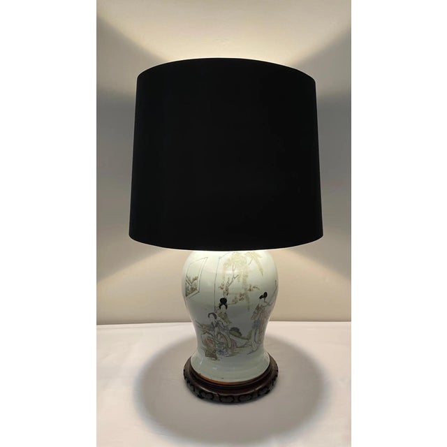 Rare Large 19th Century Chinese Porcelain Bulbous Vase Lamp, Pale Blue For Sale In Miami - Image 6 of 16