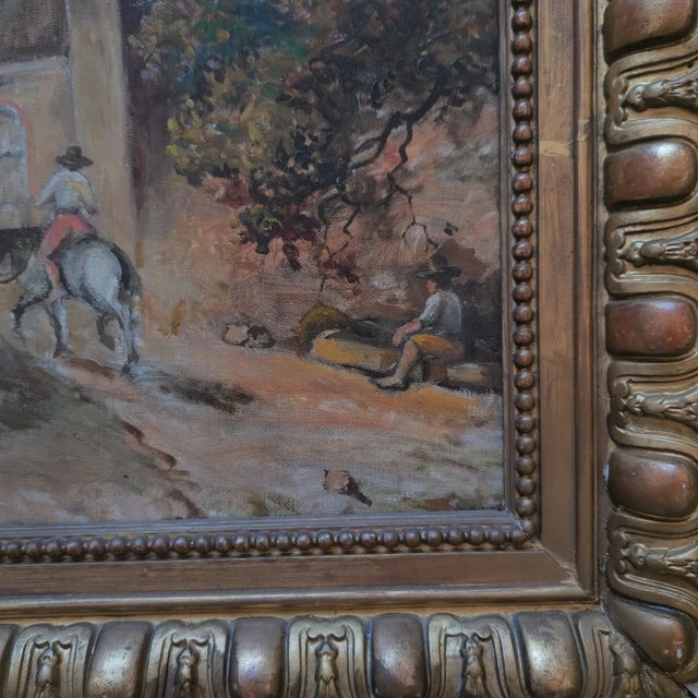 Realism Mid-20th Century Unknown Artist - Figures by an Archway, Oil on Canvas For Sale - Image 3 of 4