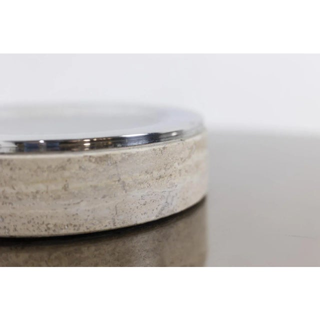 Coffee Table in Travertine and Smoked Glass, 1970s For Sale - Image 4 of 9