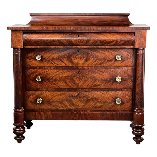 Antique American Empire Albany Four Drawer Chest C. 1840 For Sale