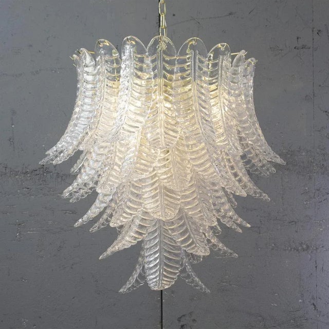 Mid-Century Modern Suspension Chandelier Ø85 Cm Made in Italy in Murano Glass Crystal Color, 1990s For Sale - Image 3 of 13