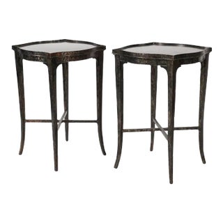 Vintage Pair of Hollywood Regency Metal Side Tables For Sale