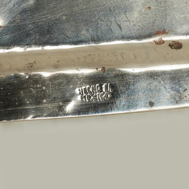 Silver Mid Century Silver Plate and Mother of Pearl Salt and Pepper Shaker With Tray For Sale - Image 8 of 8