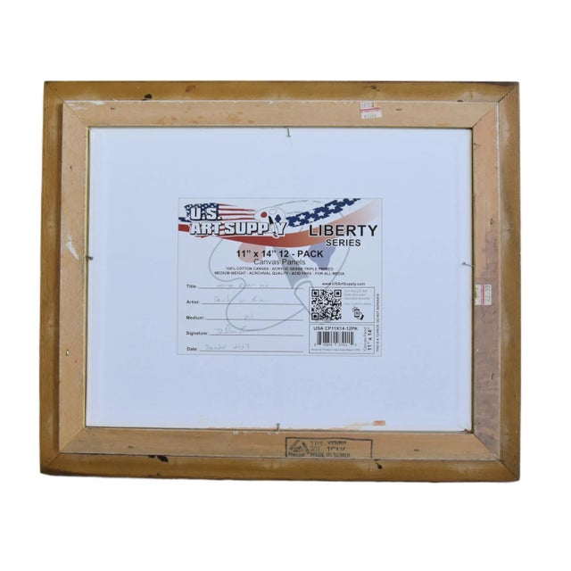 River & Mountains Landscape Seascape Oil Painting Displayed in a Custom Faux Bamboo Gold Wood Frame W/ Linen Liner For Sale In Los Angeles - Image 6 of 9