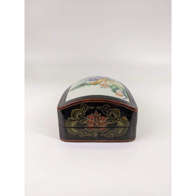 19th Century Porcelain Lacquer Box For Sale - Image 4 of 7