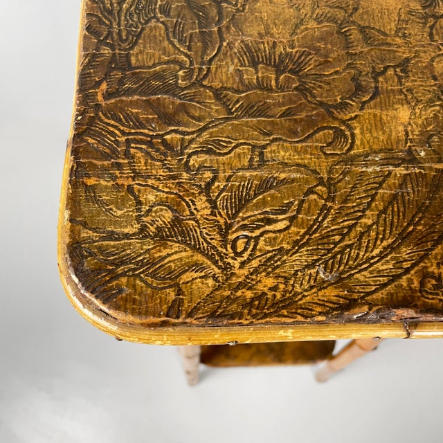 Italian Art Nouveau Style Pedestal in Brown Leather and Bamboo, 1930s For Sale - Image 9 of 18