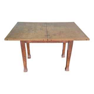 Antique Oak Rotating Game Table, Arts & Crafts Mission Style For Sale
