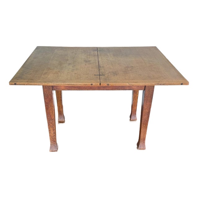 Antique Oak Rotating Game Table, Arts & Crafts Mission Style For Sale