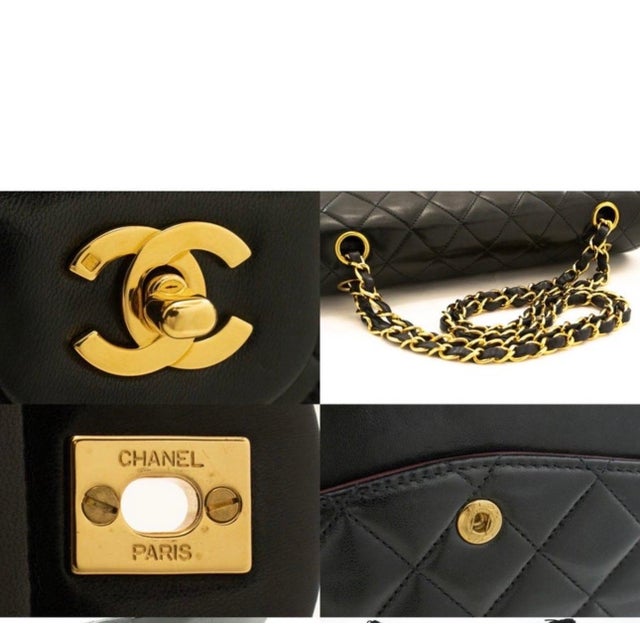 Black Chanel Timeless/Classic double Flap 10" shoulder bag in Black , CC Logo, Vintage For Sale - Image 8 of 18