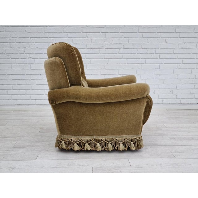 Danish Velour Club Chair, 1970s For Sale - Image 13 of 18