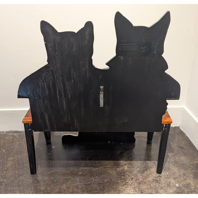 Purple Cat Bench Hand Painted Folk Art Circa 1980 For Sale - Image 8 of 11