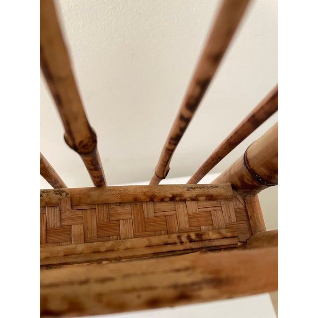 Wood Vintage Scorched Bamboo Boho Wall Shelf Organizer For Sale - Image 7 of 8