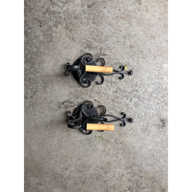 1990s Wrought Iron Candle Sconces - a Pair For Sale - Image 4 of 6