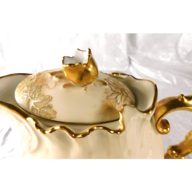 1910s Alfred Lanternier Limoges Hand Painted Cream Bisque Chocolate Pot For Sale - Image 16 of 17