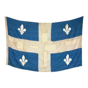 Oversize Vintage Wool Sewn Flag of Quebec, French Canada