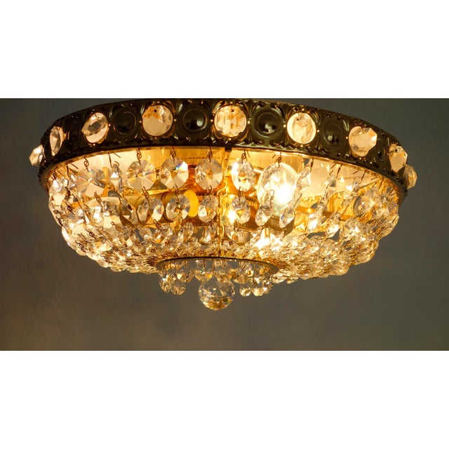 24 Carat Gold-Plated Brass & Lead Crystal Chandelier from Sölken Leuchten For Sale - Image 9 of 10