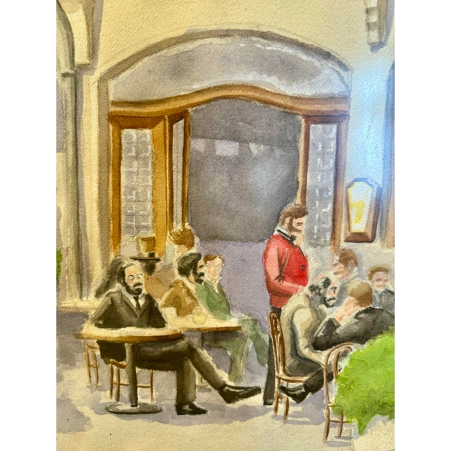 European Cafe Themed Watercolor by Lazo For Sale - Image 4 of 7
