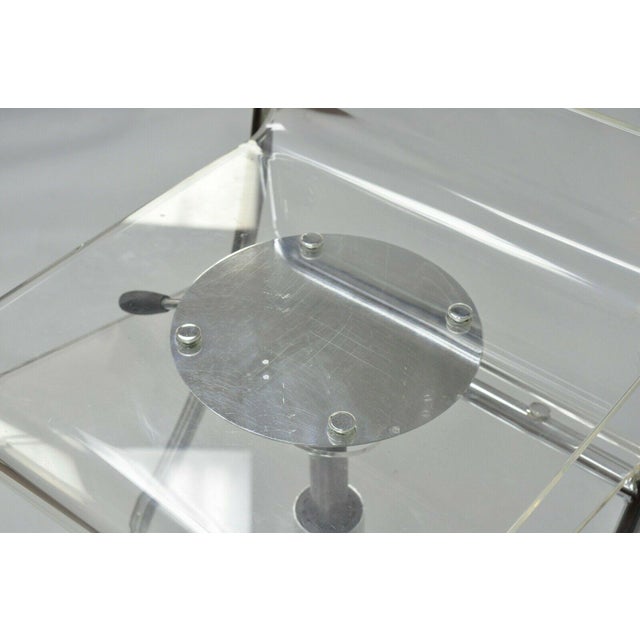 Lucite Acrylic Chrome Base Swivel Adjustable Height Modern Counter Bar