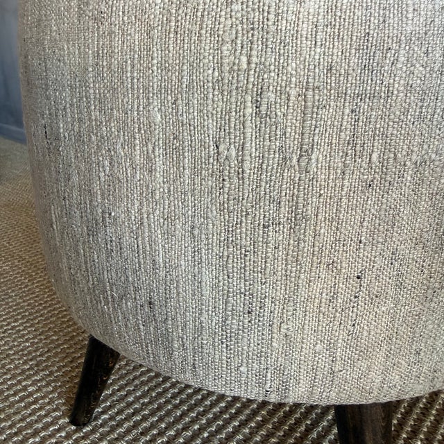 Off-white Pair of Greige Ottomans Made From Vintage Turkish Rug For Sale - Image 8 of 9