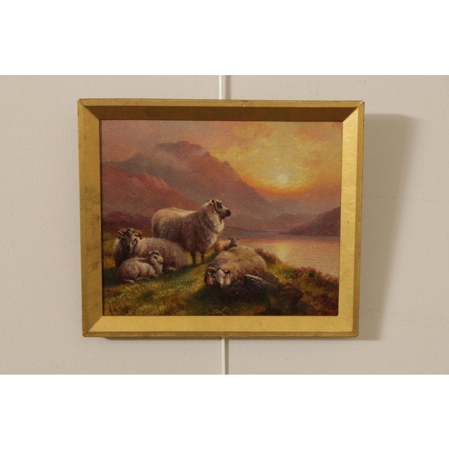 Quality Custom Framed Oil on Canvas Painting of Coastal Scene with Sheep, by Henry Robinson Hall (British, 1857-1927),...
