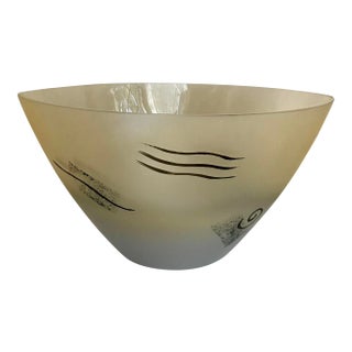 1980s Art Deco Oblong Painted Glass Bowl For Sale