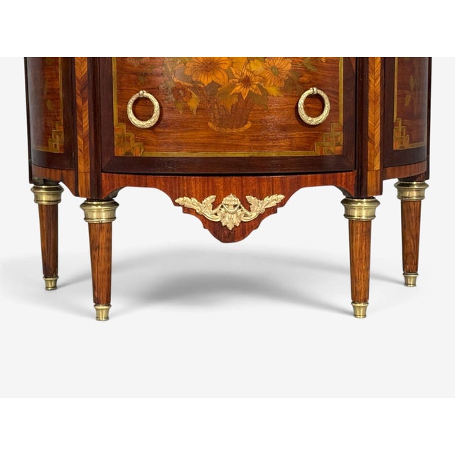 Louis Xvi, Diminutive Demilune Commodes, Inlaid Wood, Bronze, France, 19th C. For Sale - Image 12 of 18
